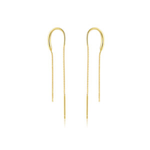 925 Silver Gold Streamline Threader Earrings-MME273