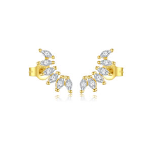 925 Silver Gold Marquise CZ Crawler Earrings-MME251