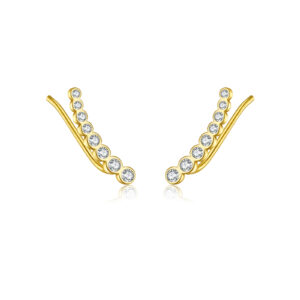 925 Silver Gold Bezel-Set Graduated CZ Climber Earrings-MME175