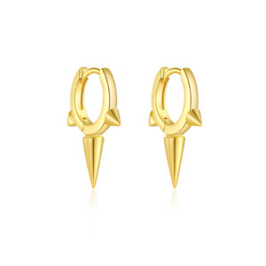 925 Silver Gold-Plated Spike Drop Huggie Earring -MME043