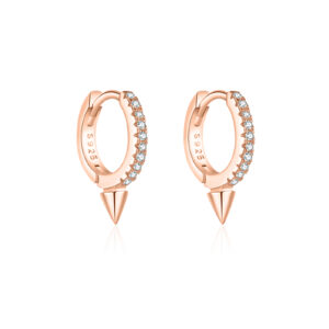 925 Silver Gold-Plated Spike CZ Huggie Earrings -MME041
