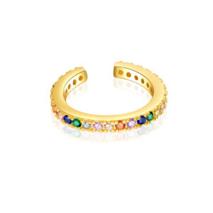 925 Silver Gold-Plated Single Row CZ Cuff Earring-MME004