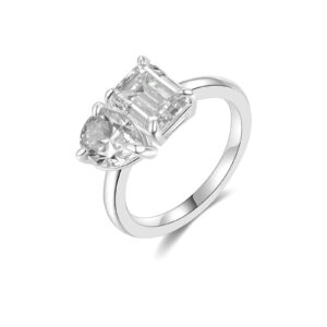 925 Silver/Gold Plated Women Moissanite Ring Jewelry Princess Cut 10.6mm 4/2CT With Accent Stone D Color VVS1-MS013