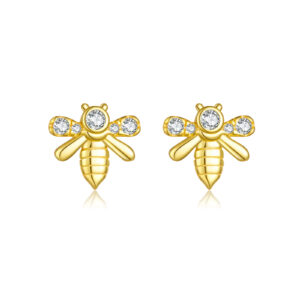925 Silver Gold Bee CZ Earstuds -MME1126