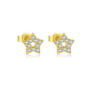 925 Silver Gold CZ Paved Star Earstuds-MME1021
