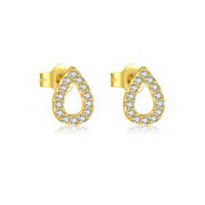 925 Silver Gold Teardrop CZ Paved Earstuds-MME1019