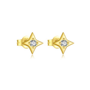 925 Silver Gold Star Center CZ Earstuds-MME1018