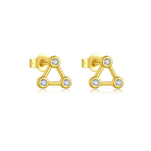 925 Silver Gold Triangle CZ Earstuds-MME1017