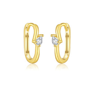 925 Silver Gold Crystal Hoop Earrings-MME1127