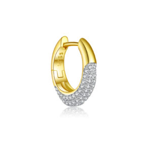 925 Silver Gold-Plated Half-CZ Hoop Earrings-MME951