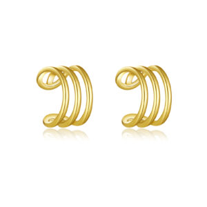 925 Silver Gold-Plated Triple Coil Ear Cuffs -MME070