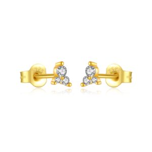 925 Silver Gold CZ Cute Style Earrings-MME898