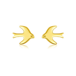925 Silver Gold Bird Stud Earrings-MME1115