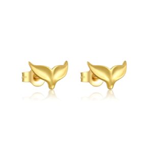925 Silver Gold Fish Tail Stud Earrings -MME861
