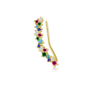 925 Silver Gold CZ-Studded Curved Ear Cuff-MME553
