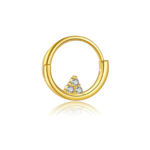 925 Silver Gold Crystal Triangle Hoop Earrings-MME1104