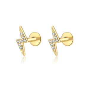 925 Silver Gold Plated Fresh Lightning Zircon Mini Earrings - MME723