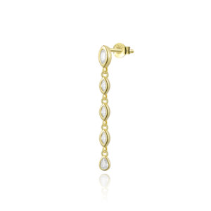 925 Silver Gold Plated Teardrop CZ Vertical Studs-MME702