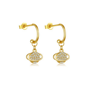 925 Silver Gold Planet Drop Hook Studs-MME492