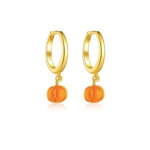 925 Silver Gold Pumpkin-Charm Smooth Huggies-MME369