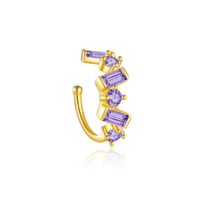 925 Silver Gold Baguette & Round CZ Cluster Ear Cuffs-MME260