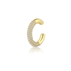 925 Silver Gold Plated Horseshoe Half-CZ Ear Cuff-MME688