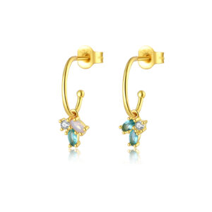 925 Silver Gold Hook-Shaped Multi-CZ Studs-MME683
