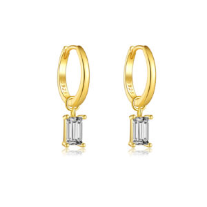 925 Silver Gold CZ & Multi-Gem Pendant Huggie Earrings-MME610