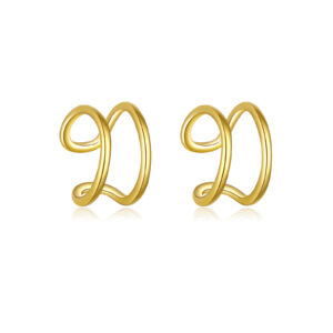 925 Silver Gold-Plated Double Loop Ear Cuffs MME091