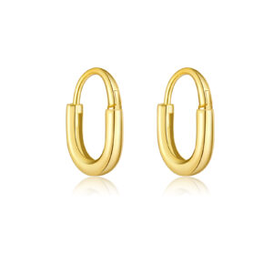 925 Silver Gold Plated U-Shaped Minimalist Huggie Earrings-MME1086