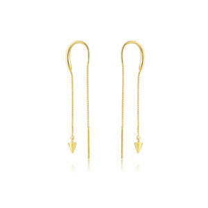 925 Silver Gold Chain CZ Charm Arrow Ear Threads-MME433