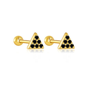 925 Silver Gold Triangular CZ Stud Earring Set-MME425