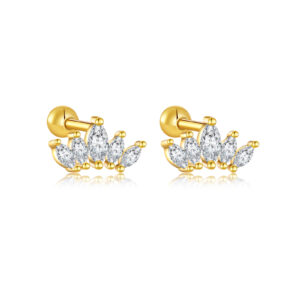 925 Silver Gold Marquise Gradient Fan CZ Studs  -MME421