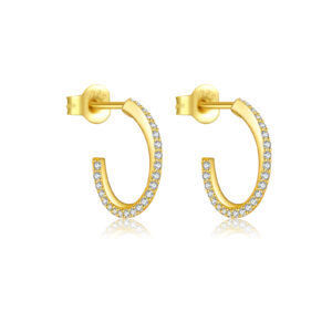 925 Silver Gold Twist-Shape Full-CZ Studs-MME385