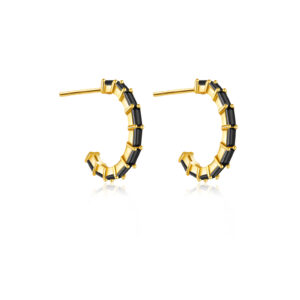 925 Silver Gold Segmented Multi-CZ Mini Hoop Studs-MME378