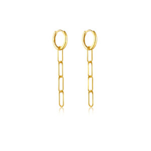 925 Silver Gold Square Link Chain Dangle Huggie Earrings-MME259