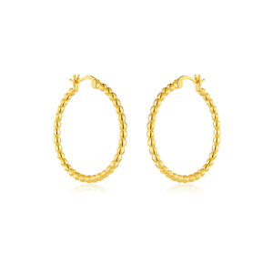 925 Silver Gold Twisted Hoop Earrings-MME222