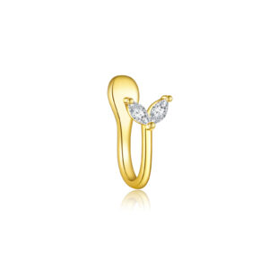 925 Silver Gold Double-Stone Sleek Curve Ear Cuff-MME813