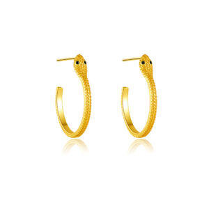 925 Silver Gold-Plated Snake-Scale Textured CZ Stud Earrings -MME127