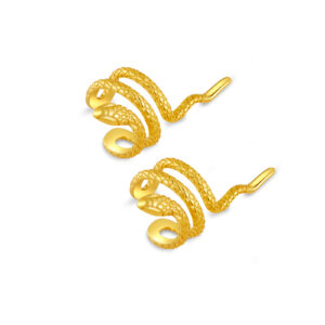 925 Silver Gold-Plated Adjustable Full Snake Design Textured Ear Climbers (Left & Right Pair) r-MME094