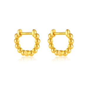 925 Silver Gold-Plated Beaded Huggie Earrings -MME009