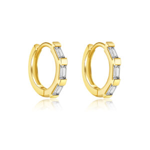 925 Silver Gold-Plated Baguette CZ Earring -MME003