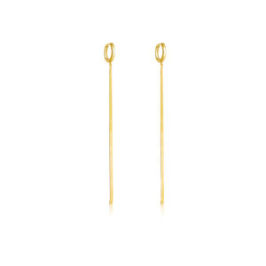 925 Silver Gold Long Bar Drop Threader Earrings 84mm Total Length-MME110
