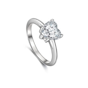925 Silver Women Moissanite Ring Jewelry Heart 9mm 2CT D Color VVS1-MS003