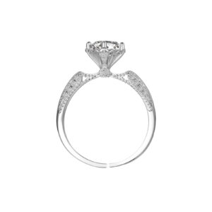 925 Silver Women Moissanite Ring Jewelry Brilliant Cut 8.4mm 1CT D Color VVS1-MS008