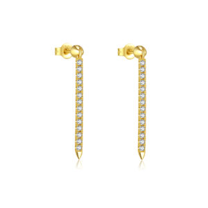 925 Silver Gold Multi-Size CZ Long Studs-MME590-3