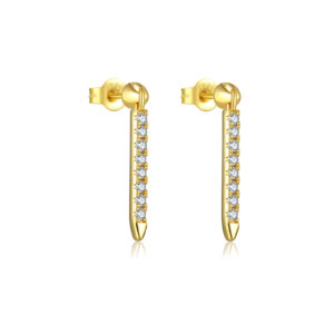 925 Silver Gold Multi-Size CZ Long Studs-MME590-2