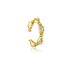 925 Silver Gold-Plated Marquise Milgrain Edge CZ Single Ear Cuff - MME165