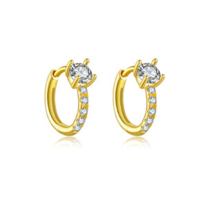 925 Silver-Plated Gold Round Hoop Earrings (All-Round Zircon Style)-MME1048