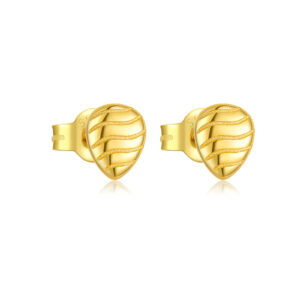 925 Silver Gold Plated Teardrop-shaped Textured Stud Earrings-MME1066